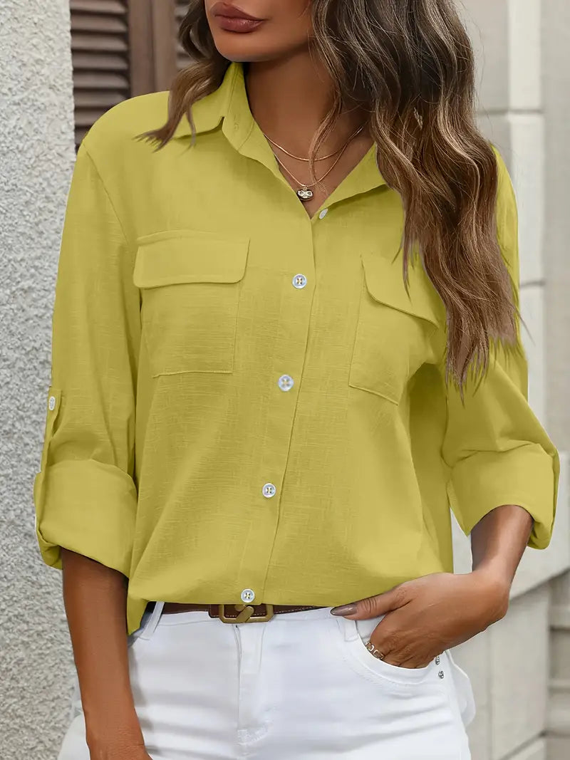 Athena - Camicia di Cotone con Tasche Frontali