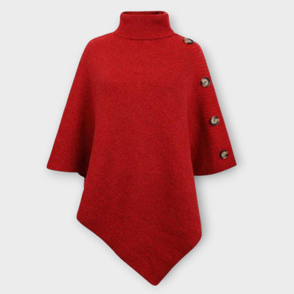 Poncho in maglia Morbido con Dettagli di Bottoni