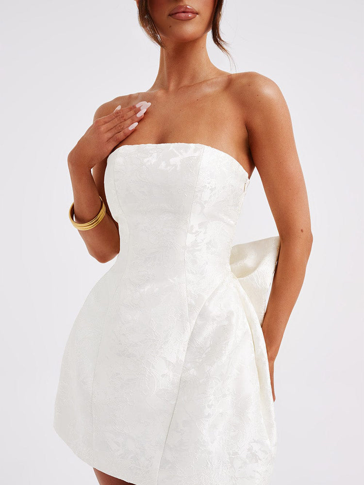 Mini Abito di Nudo Jacquard Amelia