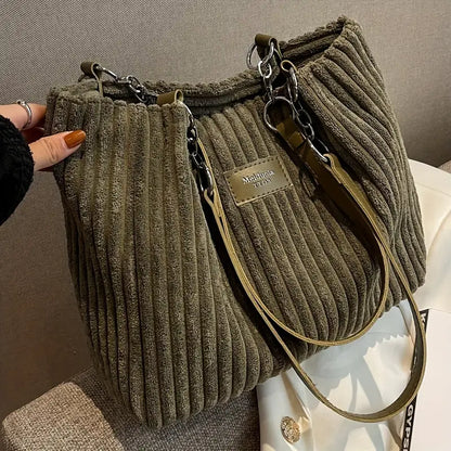 Onyx - Borsa a mano di Velluto a coste di Grande capacità