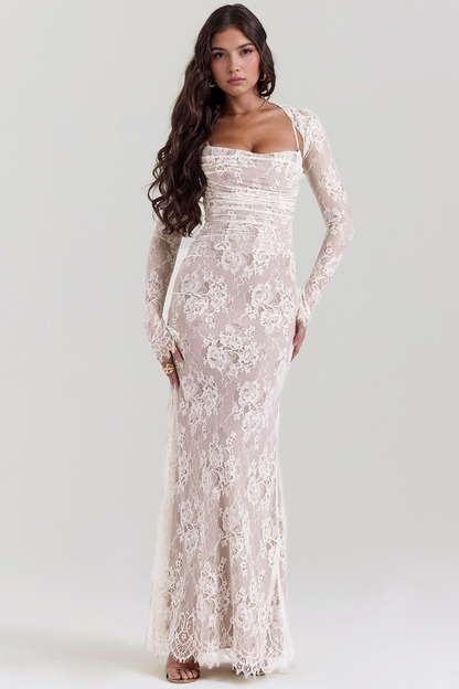 CELESTE - Abito maxi in pizzo