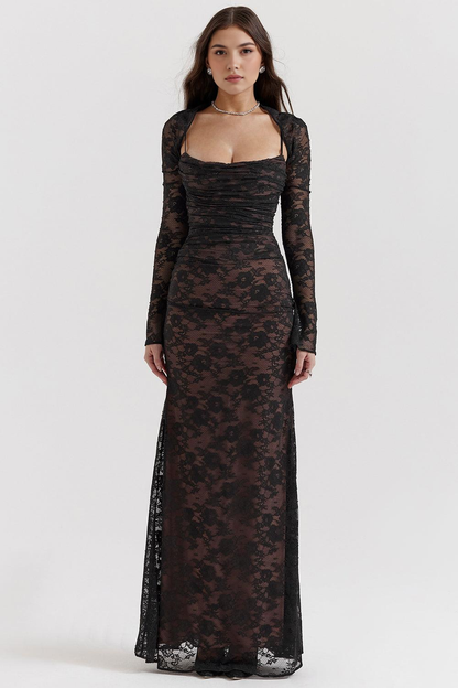 CELESTE - Abito maxi in pizzo