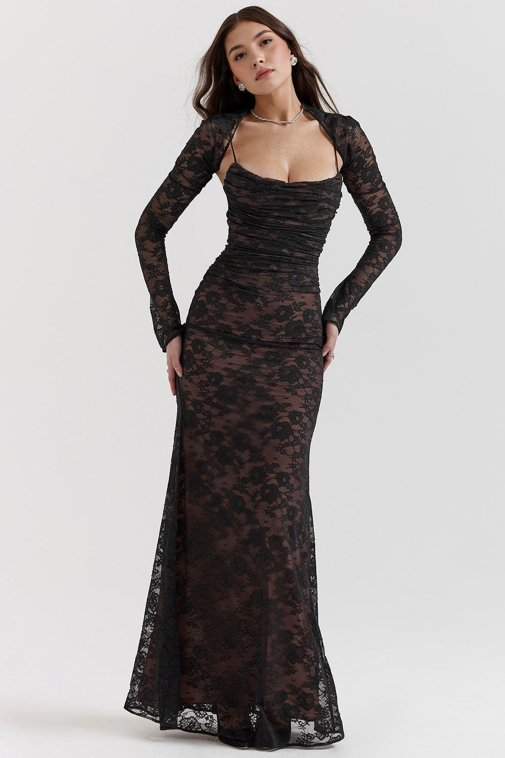 CELESTE - Abito maxi in pizzo