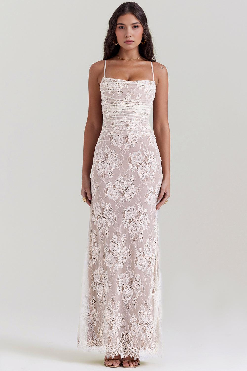 CELESTE - Abito maxi in pizzo