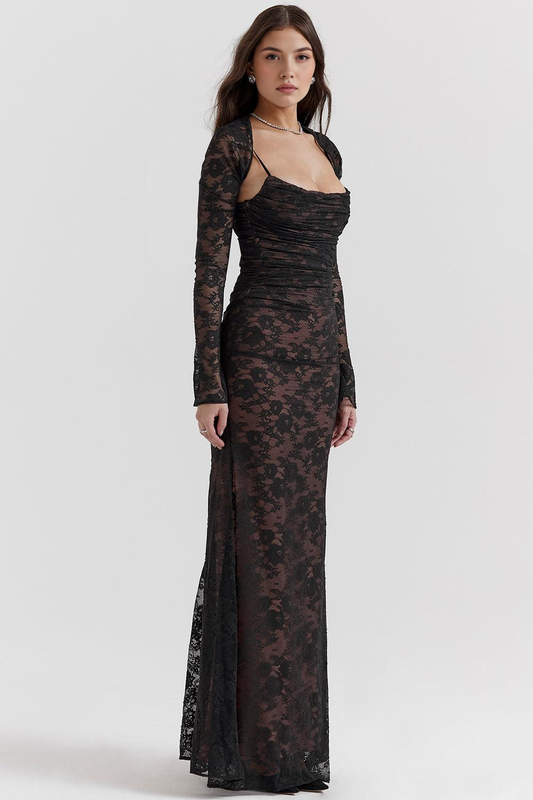 CELESTE - Abito maxi in pizzo