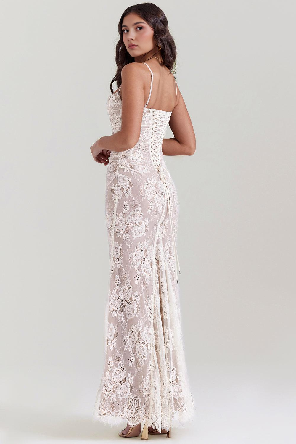 CELESTE - Abito maxi in pizzo