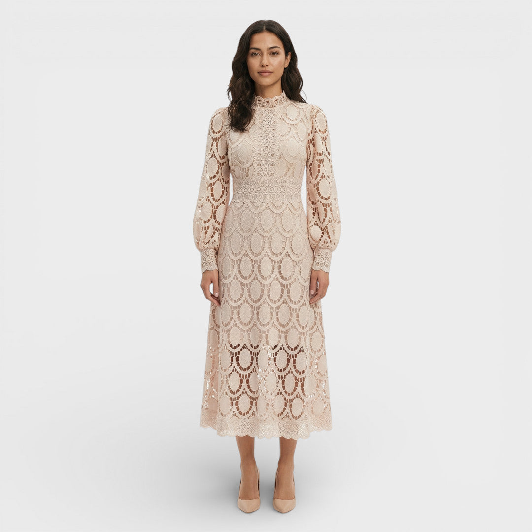 Abito midi Pizzo Collo alto