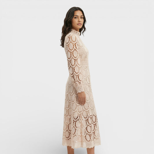 Abito midi Pizzo Collo alto