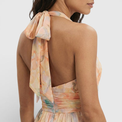 Abito maxi Stampa acquerello Halter