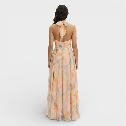 Abito maxi Stampa acquerello Halter
