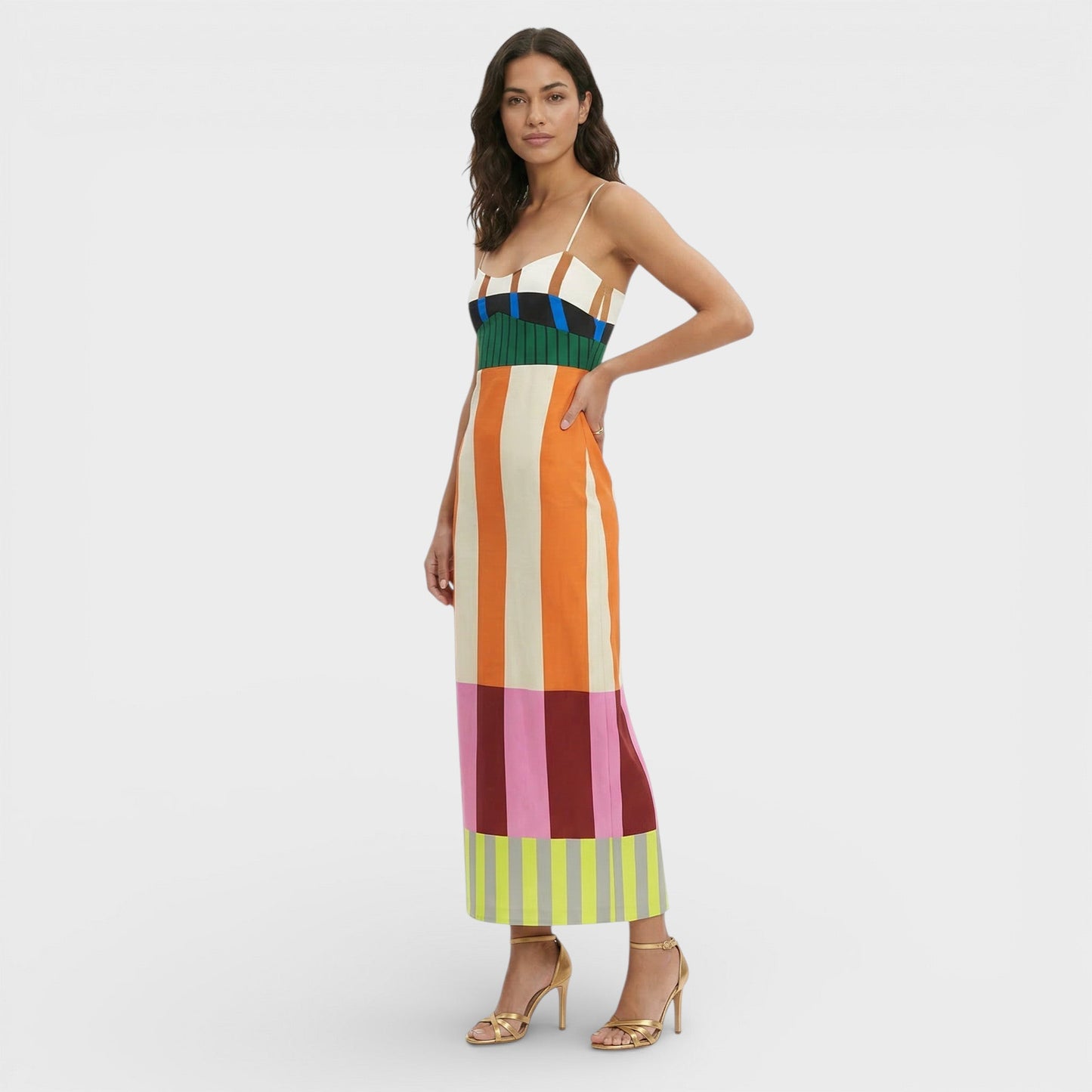 Abito maxi Righe Multicolore donna