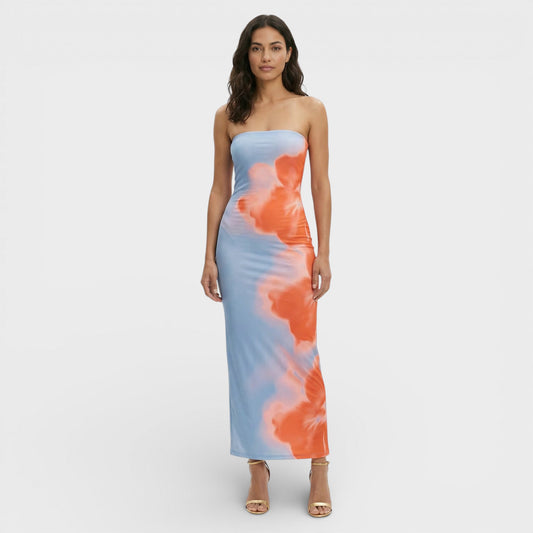 Abito maxi Strapless Stampa donna