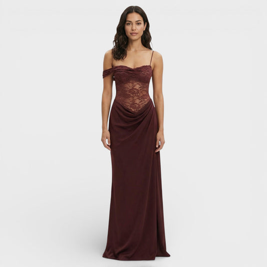 Abito lungo Pizzo Monospalla donna