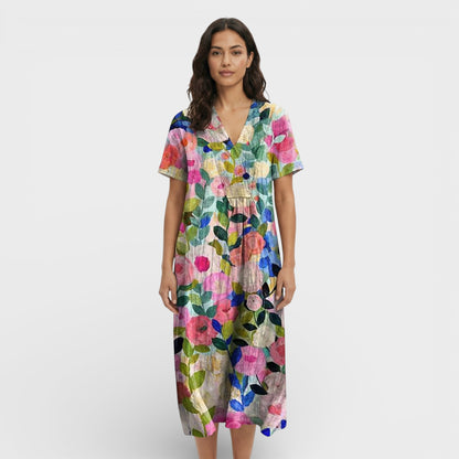 Abito floreale Scollo Pico donna