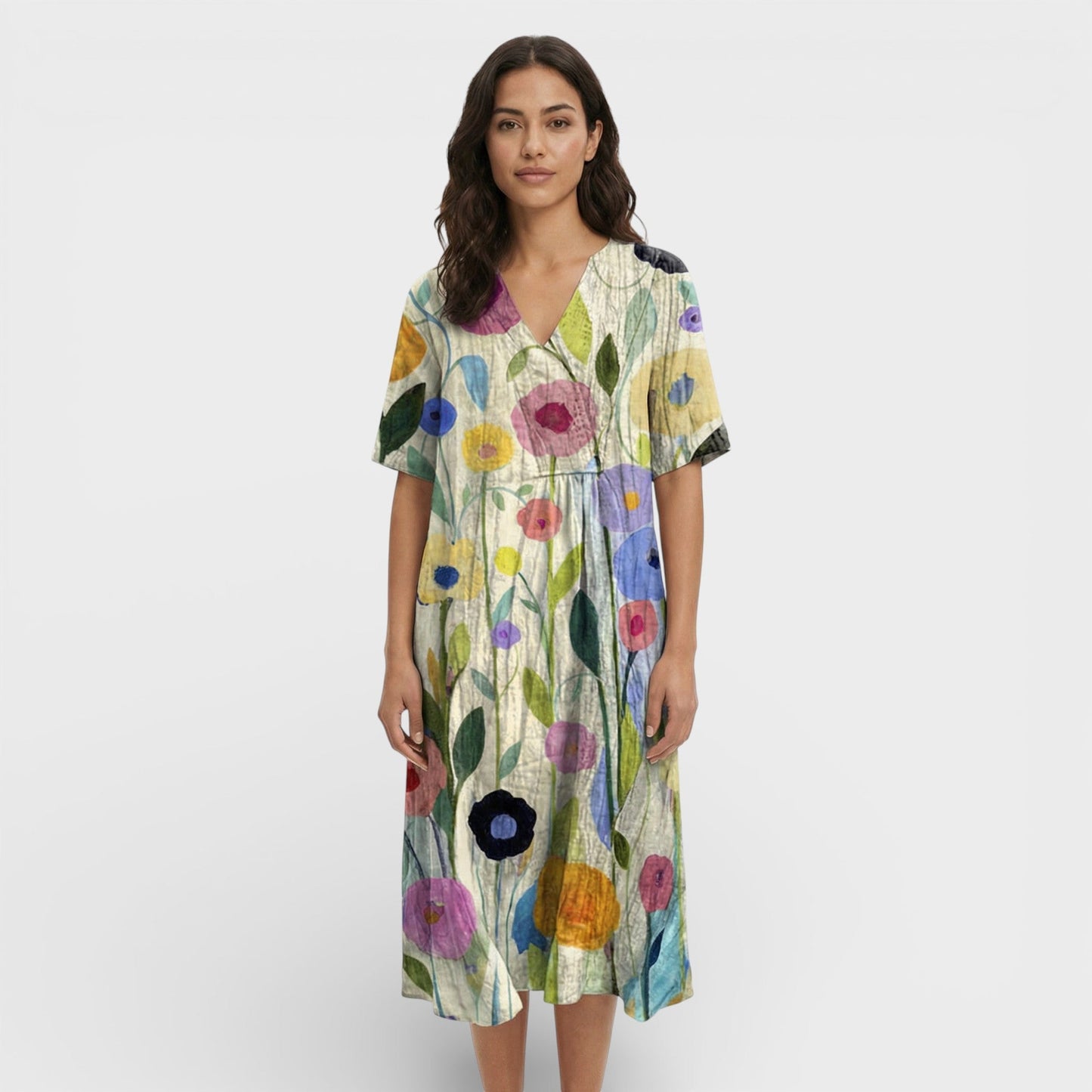 Abito floreale Scollo Pico donna