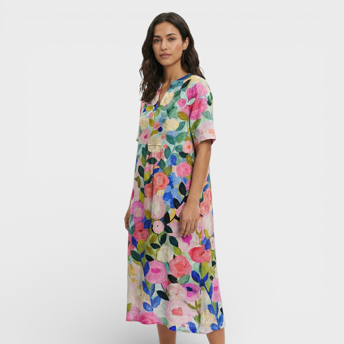 Abito floreale Scollo Pico donna