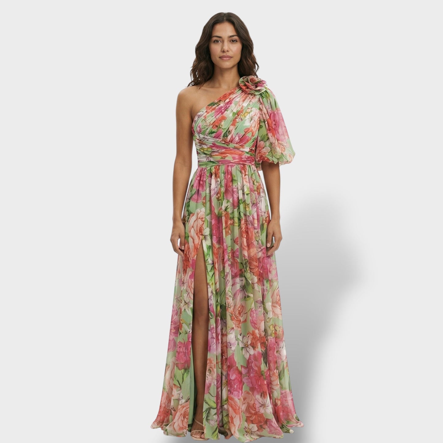 Abito Asimmetrico Floreale Elegante donna