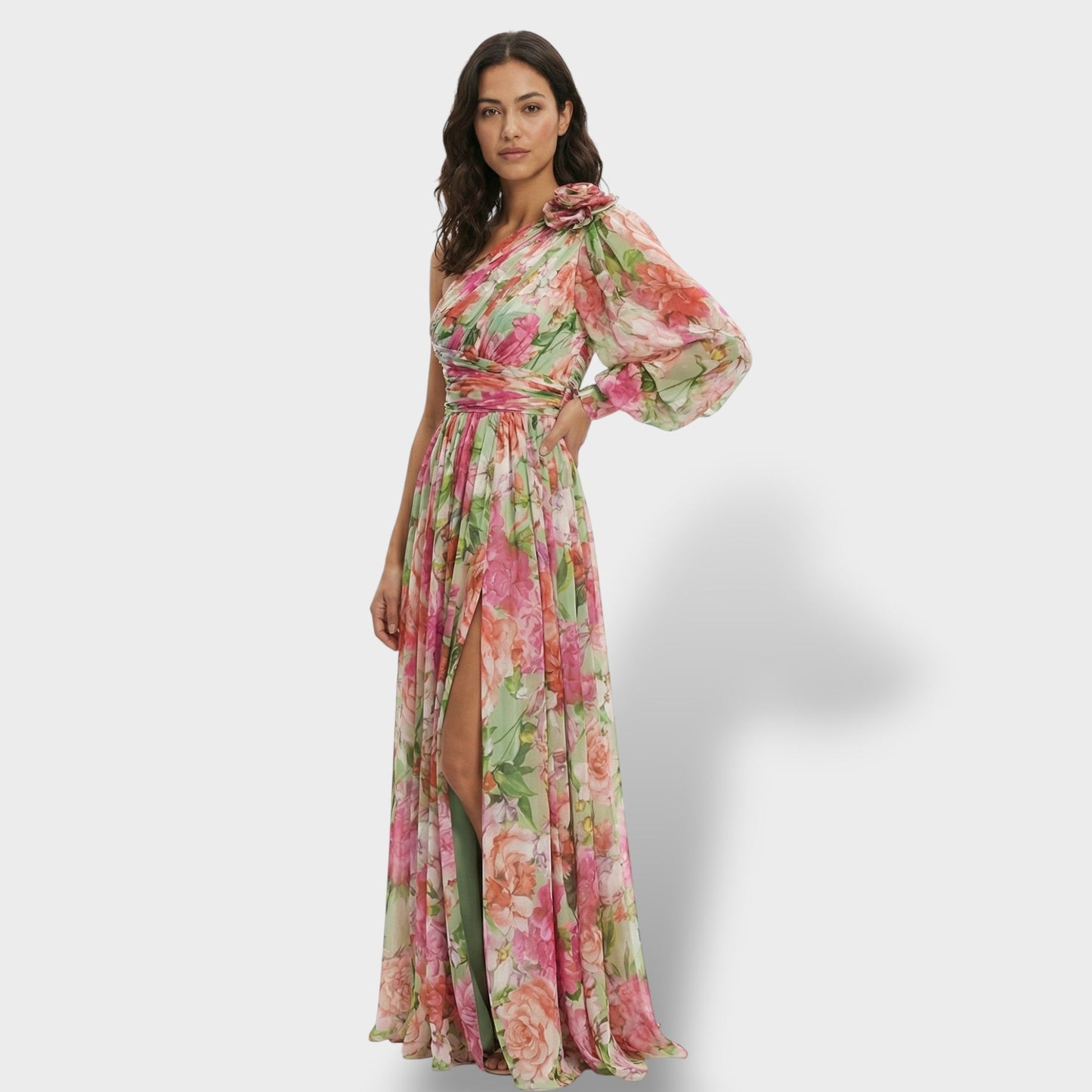 Abito Asimmetrico Floreale Elegante donna