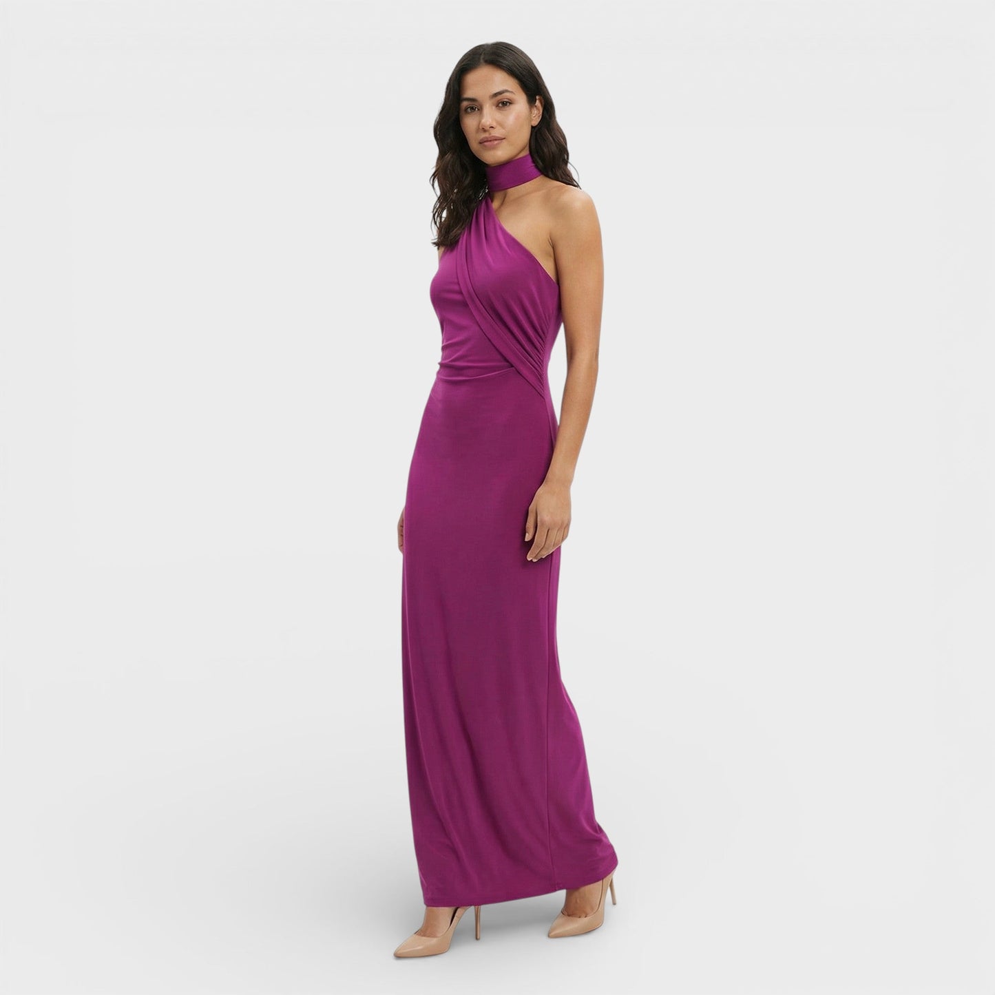Abito maxi Halter Schiena Scoperta