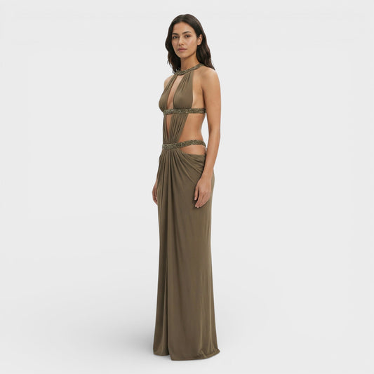 Abito lungo Halter Lentejuelas donna