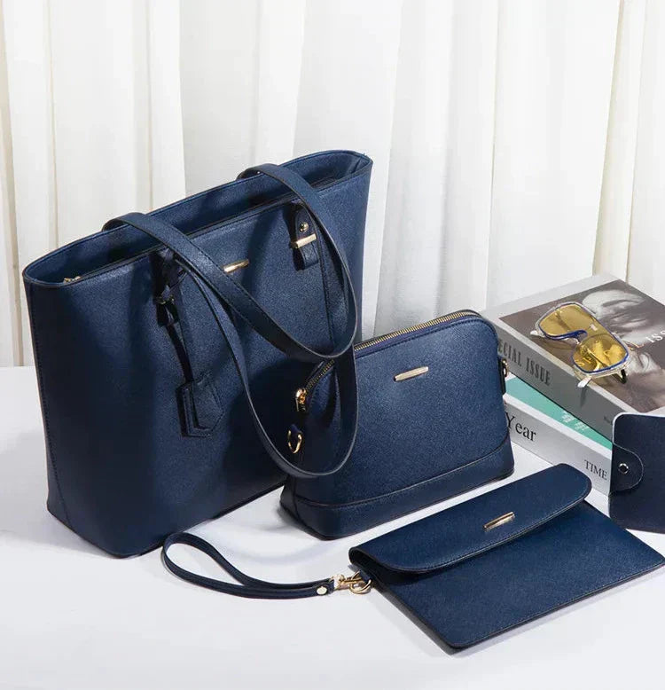 Ashby | Set borsa a mano e tracolla di pelle versatile di 3 Pezzi