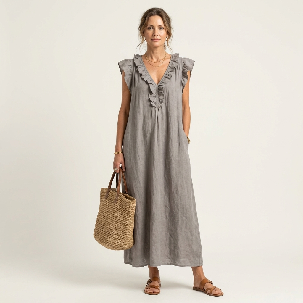 Abito lungo Josette - Eleganza Fluida con Volant