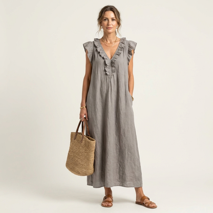 Abito lungo Josette - Eleganza Fluida con Volant