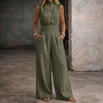 Viola | Jumpsuit in lino Senza maniche con Pantaloni a gamba larga