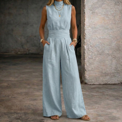 Viola | Jumpsuit in lino Senza maniche con Pantaloni a gamba larga