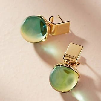 Orecchini con cristallo verde placcati oro