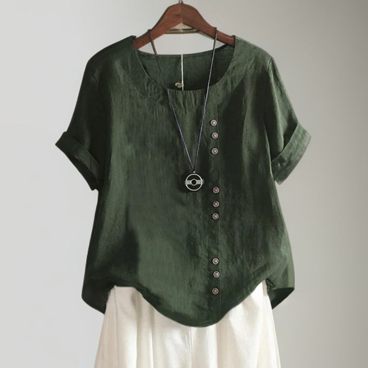 Joline┃Maglietta con Collo rotondo e Bottoni