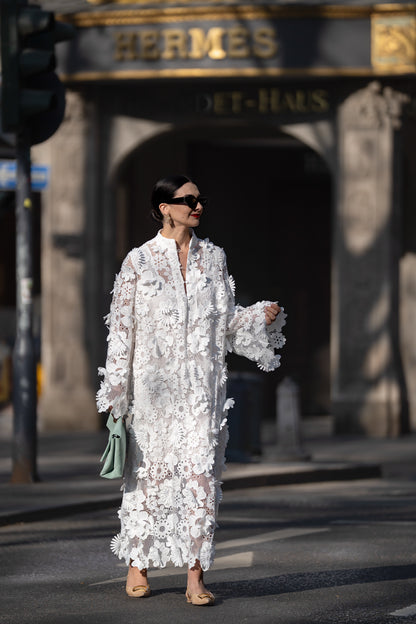 Yelira | Elegante Abito Bianco in pizzo