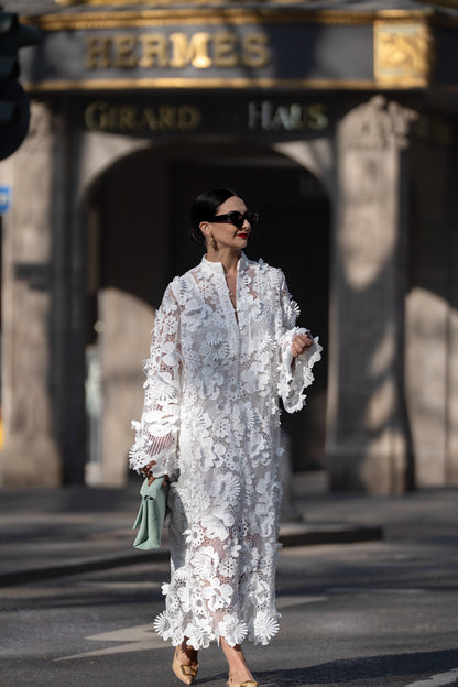 Yelira | Elegante Abito Bianco in pizzo