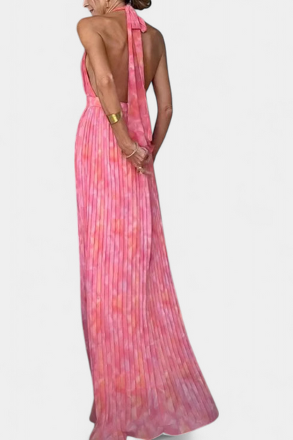 Prisca Abito maxi Plissettato con Schiena scoperta e Collo halter
