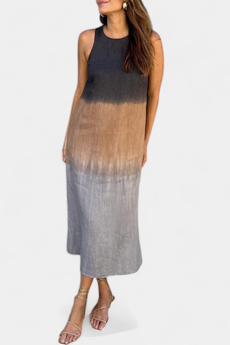 Taerra Abito Senza maniche con stile Tie-Dye in Degradé