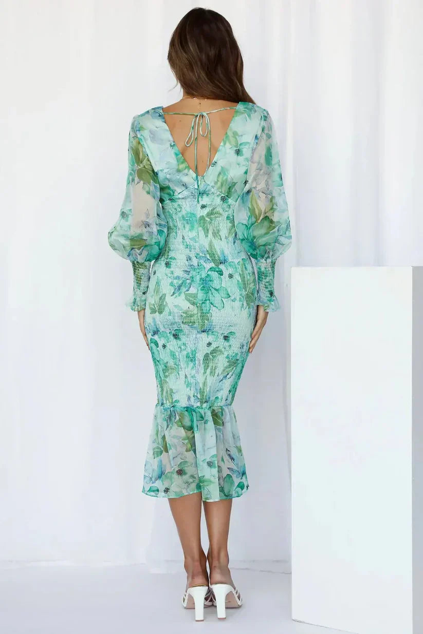Miley - Abito Midi con Stampato Floreale