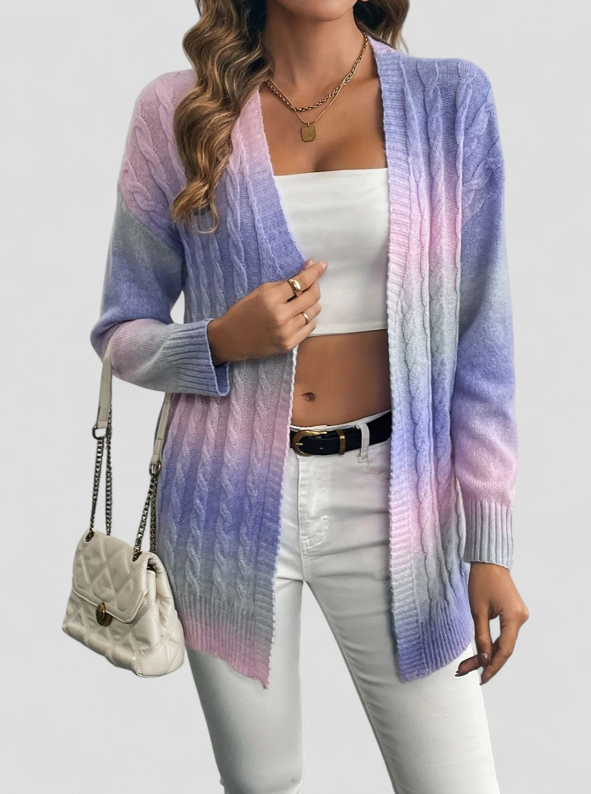 Cardigan di gradient plush elegante