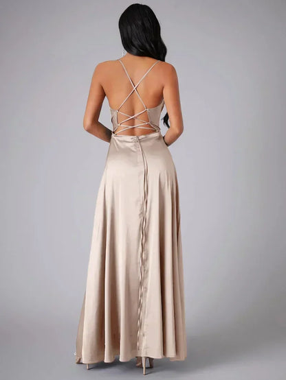 Abito maxi da sera con Spalline sottili per Donne con spacco alto
