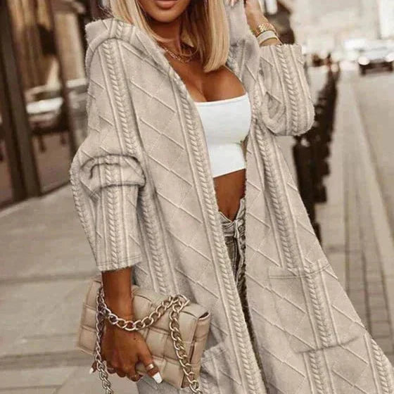 Kateri™ - CARDIGAN CON CAPPUCCIO DI LUNGO CON VESTIBILITÀ RILASSATA
