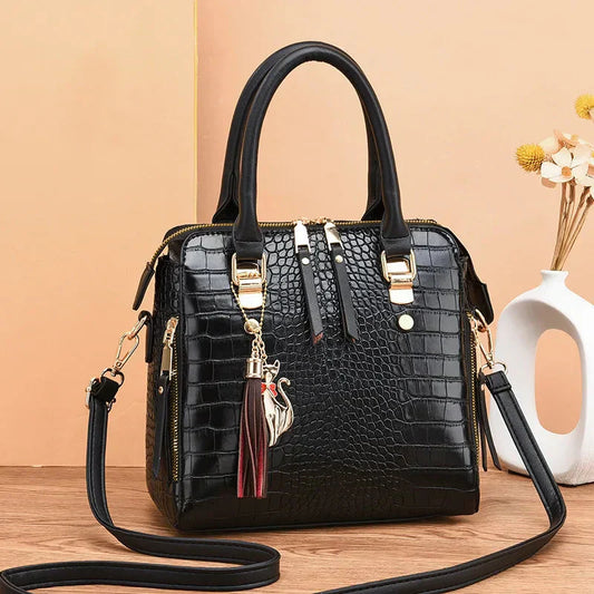 Borsa in Pelle Effetto Coccodrillo