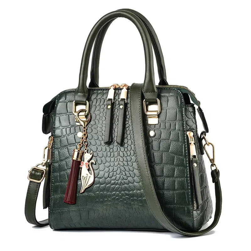 Borsa in Pelle Effetto Coccodrillo