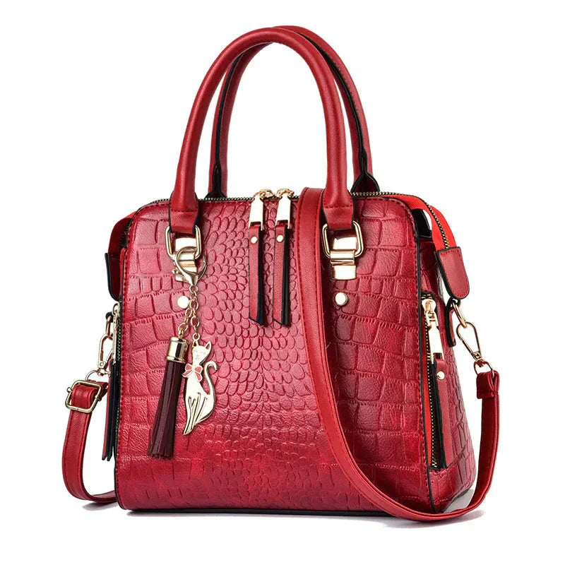 Borsa in Pelle Effetto Coccodrillo