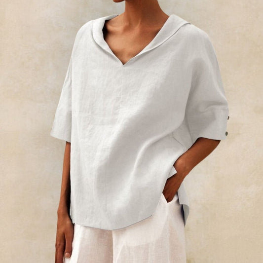 BLUSA CLASSICA DI LINO YLVIE CON scollo a V