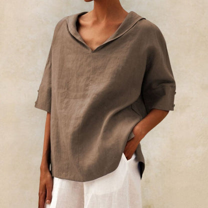 BLUSA CLASSICA DI LINO YLVIE CON scollo a V