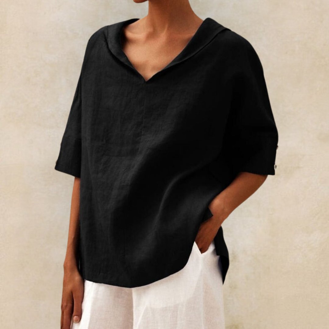 BLUSA CLASSICA DI LINO YLVIE CON scollo a V