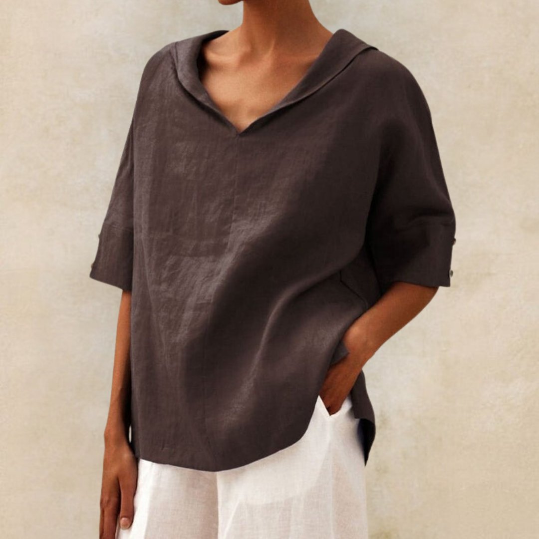 BLUSA CLASSICA DI LINO YLVIE CON scollo a V