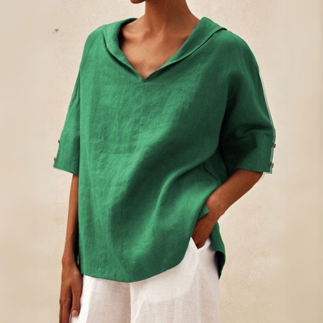 BLUSA CLASSICA DI LINO YLVIE CON scollo a V
