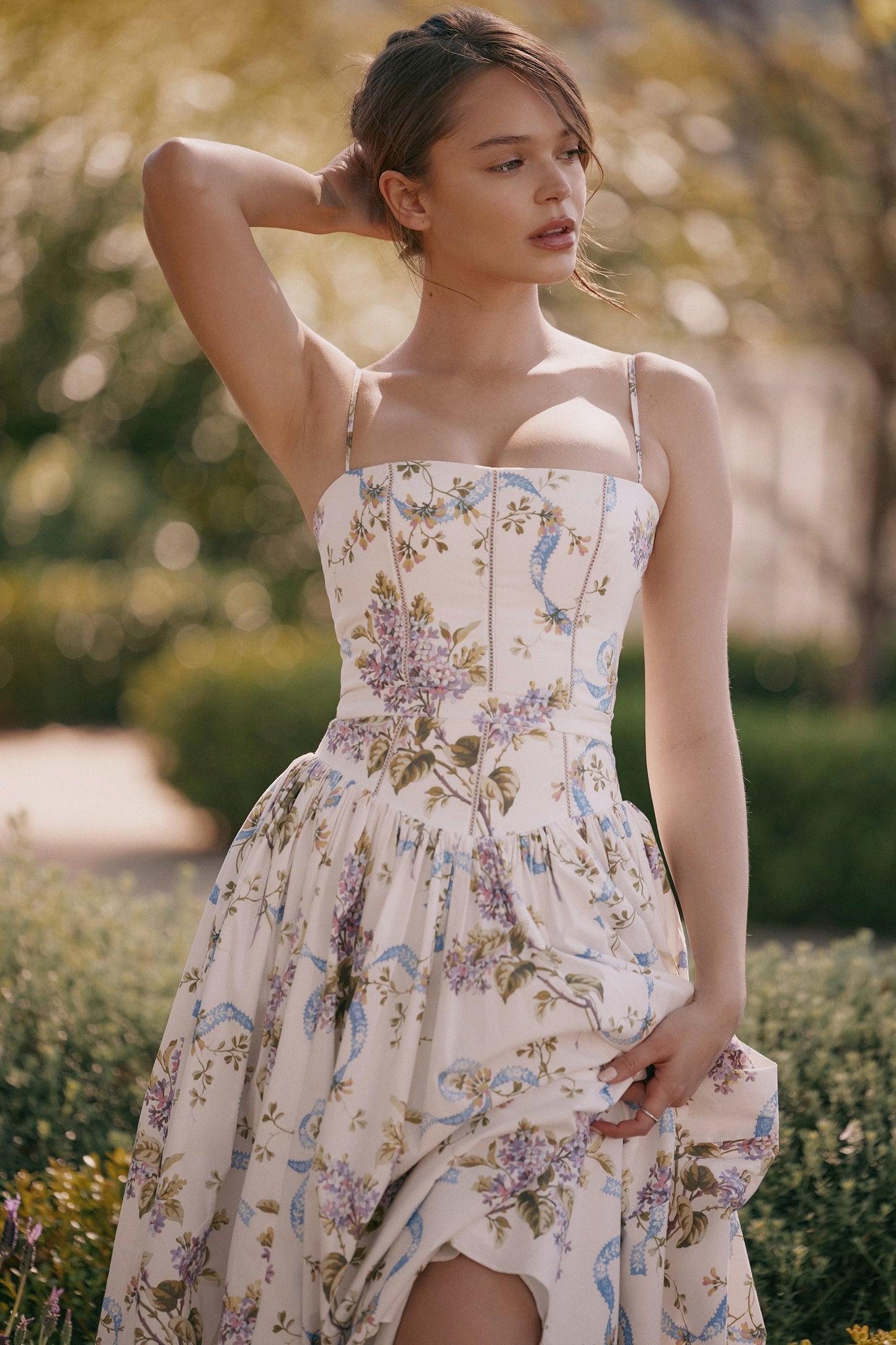 Kessara - Elegante Abito maxi Floreale di Spalline di Estate