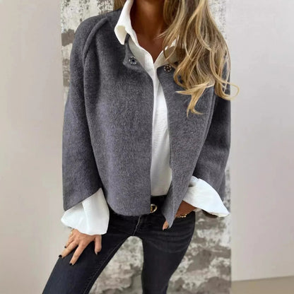 Henrike - Cappotto in lana con girocollo e Maniche lunghe