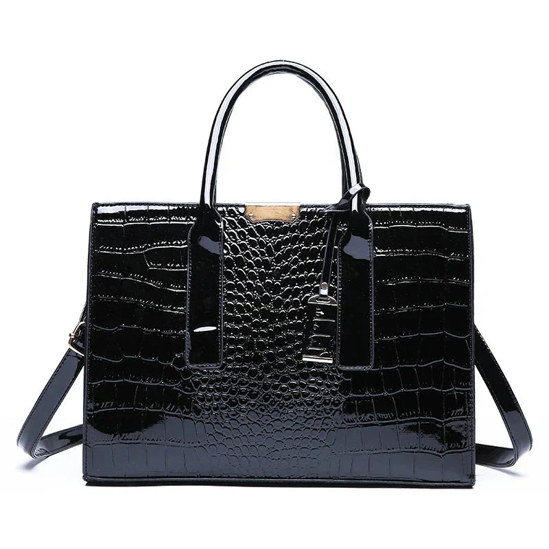 New York – Borsa a Mano in Pelle con Stampa Coccodrillo